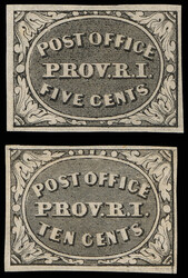 Providence, R.I., 1846, 5¢ & 10¢ gray black (Scott 10X1, 10X2), ...