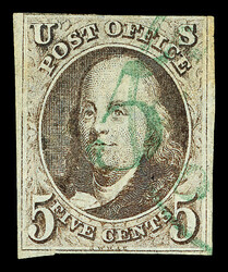 1847, 5¢ red brown (Scott 1), nearly full balanced margins, only ...