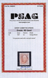 1847, 5¢ orange brown (Scott 1b), clean and sound with four balanced ...