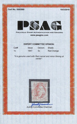 1847, 5¢ red orange (Scott 1c), fresh-faced with radiant color, ...