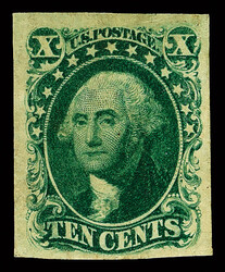 1855, 10¢ green, type III (Scott 15), Wonderfully centered with ...