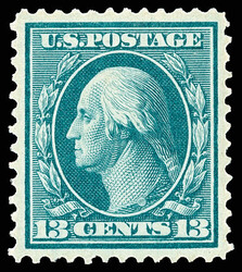 1909, 13¢ blue green, D.L. watermark (Scott 339), o.g., never hinged ...