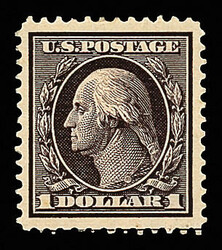 1909, $1 violet brown, D.L. watermark (Scott 342), o.g., very lightly ...