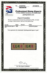 1909, 1¢ green, D.L. watermark, imperf + 2¢ carmine, U.S.A.V. ...