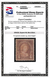 1923, 4¢ Martha Washington (Scott 556), o.g., never hinged, pristine ...