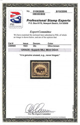 1923, 30¢ American Buffalo (Scott 569), o.g., never hinged, a lovely ...