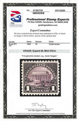 1923, $1 Lincoln Memorial (Scott 571), o.g., never hinged, choice ...