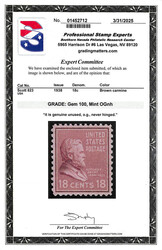 1938, Presidential Issue, 18¢ Grant (Scott 823), o.g., never hinged, ...