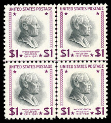 1951, Presidential Issue, $1 Wilson, watermarked USIR (Scott 832b), ...