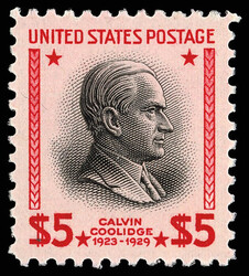 1938, Presidential Issue, $5 Coolidge (Scott 834), o.g., never hinged ...