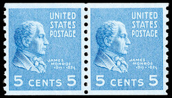 1939, Presidential Issue, 5¢ Monroe, horizontal coil, perf. 10 ...