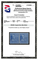 1939, Presidential Issue, 5¢ Monroe, horizontal coil, perf. 10 ...