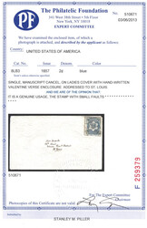 St. Louis Carrier, 2¢ blue (Scott 8LB8), lightly pen-canceled ...