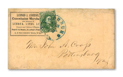 1861, 5¢ bright green, unlisted corner card with only 3 known (Scott ...