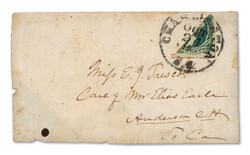 1863, 20¢ green, diagonal bisect (Scott 13d), bottom right corner, ...