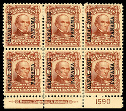 1904, 10¢ Webster, pale red brown (Scott 8), bottom margin plate ...