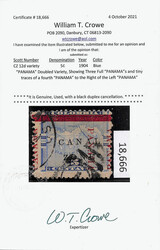 1904, 5c Map, blue, "PANAMA" double (Scott 12d), Showing three full ...