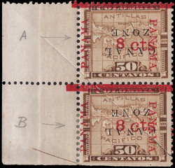 1904, 8¢ on 50c Map, bister brown, "CANAL ZONE" inverted (Scott 14b) ...