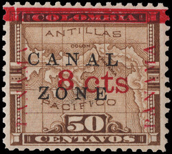 1904, 8¢ on 50c Map, bister brown (Scott 15), a fresh, well centered ...