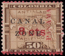 1904, 8¢ on 50c Map, bister brown, "8" type B (Scott 15 var.), ...