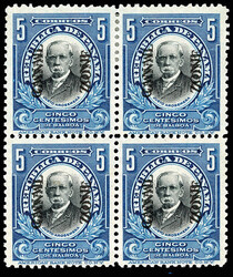 1909, 5c Arosemena, deep blue & black, type I overprint double (Scott ...