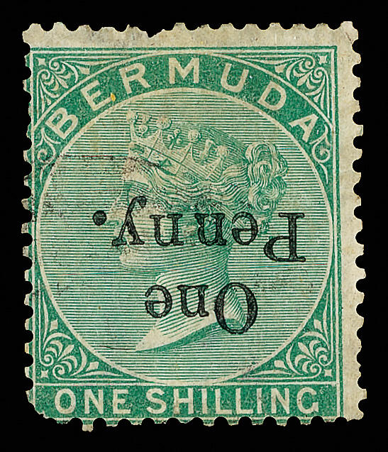 1875, 1p on 1s Queen Victoria Provisional, inverted surcharge (SG ...
