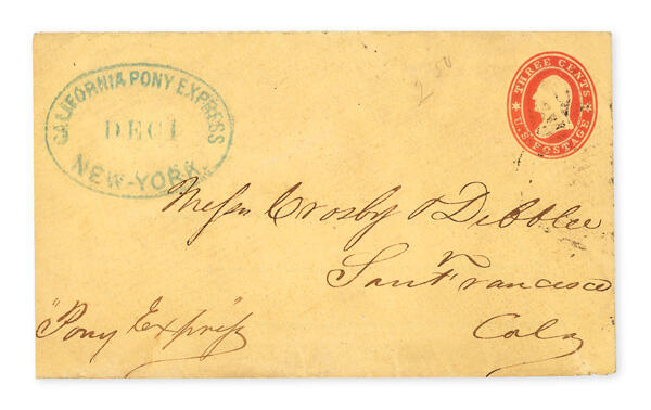 1860 (Dec. 1), California Pony Express New-York, earliest recorded ...