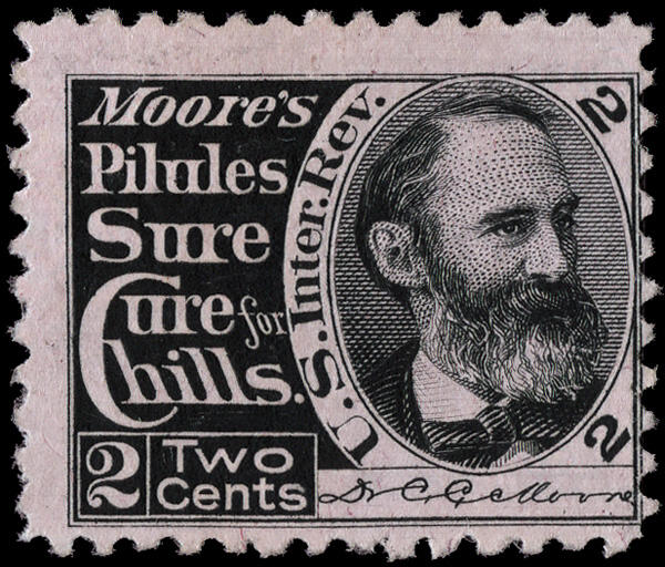 Moore, Dr. C.C., 2¢ black, pink paper (Scott RS184c), a Choice, ...