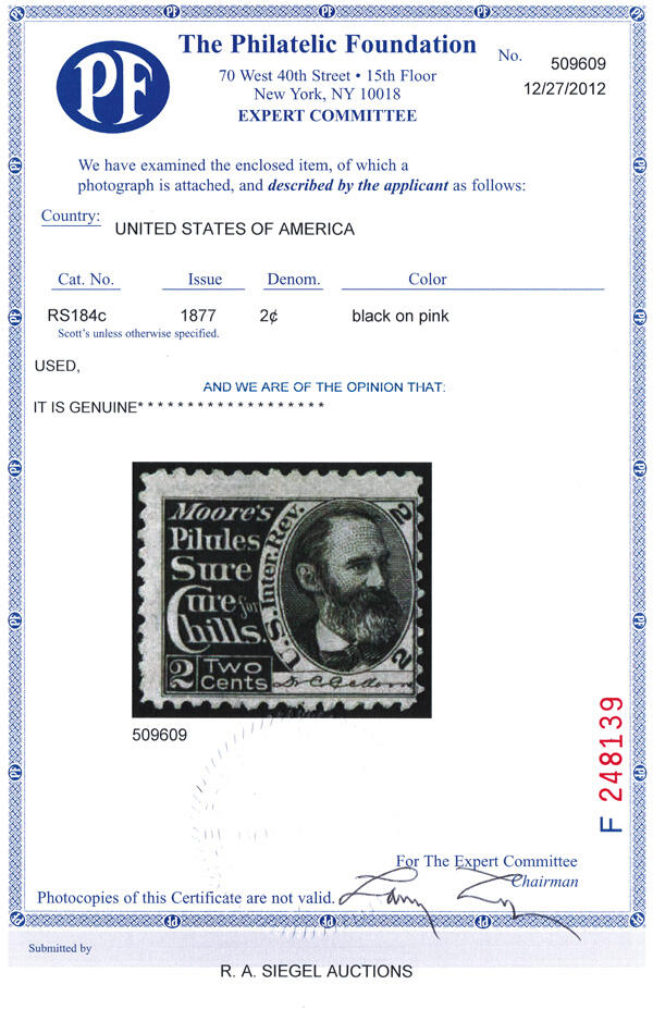 Image 1 for lot number 2342 for Kelleher The "Best Family" Collection of Private Die Proprietary Stamps