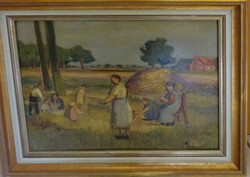 Unbekannter Künstler, "Familiennachmittag", &Ouml;lgemälde auf ...