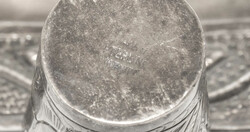 Silber - Schnaps - Tablett mit sechs Bechern. Sterlingsilber. Gemarkt ...