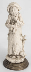 Giuseppe Armani, "fröstelnder Junge", Resin, runder Holzsockel, am ...
