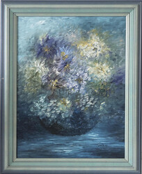 Gutow, Ölgemälde, "Blumenstillleben in Blau". Im Keilrahmen, Maße: ...