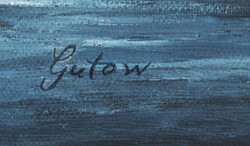 Gutow, Ölgemälde, "Blumenstillleben in Blau". Im Keilrahmen, Maße: ...