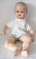 Schildkröt doll, celluloid, body fabric, marked on the back.