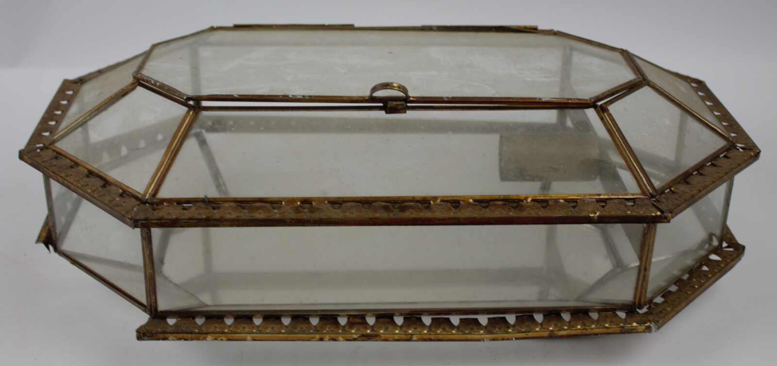 Wandleuchte aus Messing und Glas im Stil eines Gewächshauses, mit ...