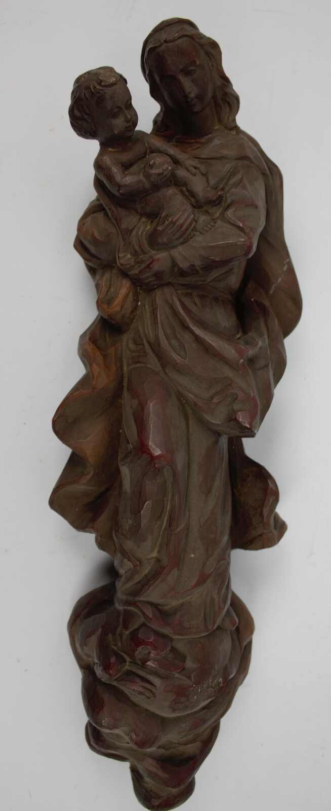 Holzschnitzerei "Heilige Maria mit Jesuskind". Höhe ca. 46 ...