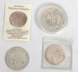 3 Silber Prägungen, Repliken. Mittelalter, 1x mit Zertifikat.
