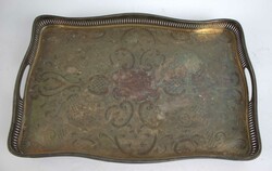 Jugendstil, Fußschalentablett mit Galerierand. Rechteckige Form mit ...