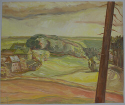 Aquarell "ländliche Szene" pastellfarbene Landschaft mit sanften ...
