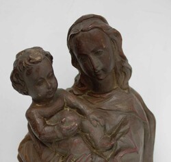 Holzschnitzerei "Heilige Maria mit Jesuskind". Höhe ca. 46 ...