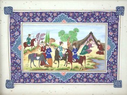 Miniaturmalerei, Persien, mit Passepartout, hinter Glas gerahmt. ...