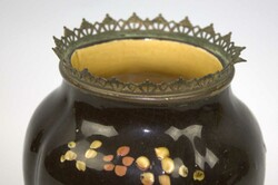 Antike Fayence Vase Frankreich, mit floralem Design, um 1880, mit ...