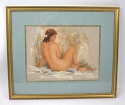 M. Hay-Ligue, Frankreich, Aquarell, Frauenakt, hinter Glas gerahmt. ...