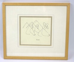Luigi DEL SAL (1928-2019). Tusche Zeichnung "Bauern mit Cesarolo ...