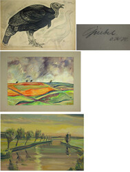 Lot Aquarelle & Zeichnungen, signiert Griebel, verschiedene Motive.