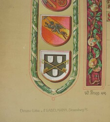 Chromo Lithographie "Meisterbrief" Straßburg 1. Juni 1912. ...