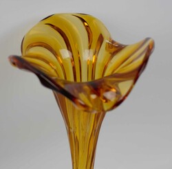 ausgefallene bernsteinfarbene Glasvase "Verrerie d´Art". Höhe ca. ...