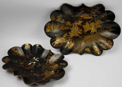 2 dekorative Pappmaché Muschelschalen / Tabletts mit chinesischen ...