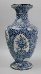 Keramikvase, blau, Franz Anton Mehlem, spätes 19. Jhrd.. Am Stand ...